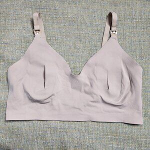 Hofish Womens Large nursing bra wireless slits maternity light pink